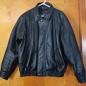 Men's black leather jacket